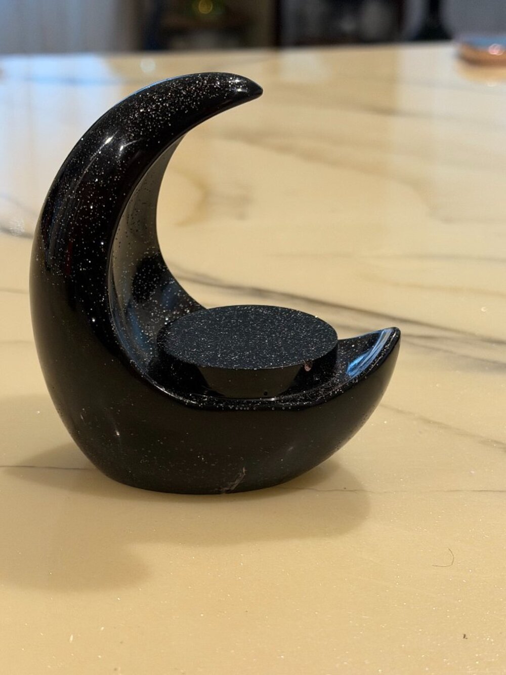 Black Crescent Moon Resin Decor